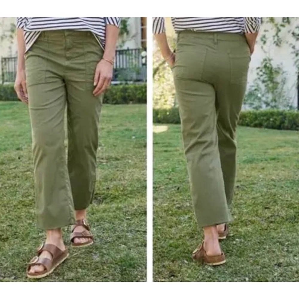 Frank & Eileen Utility Pull-On Pants Olive Green Chino Raw Hem Size 2